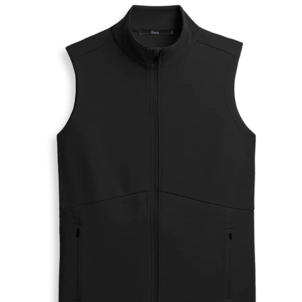 Ibex Wool Black Zip Vest  Size XS